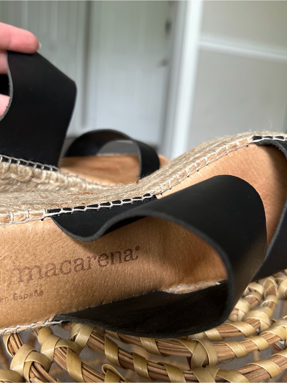 Macarena Black Platform Espadrille Slide Sandals with Double Straps Women’s 37 - Picture 4 of 11